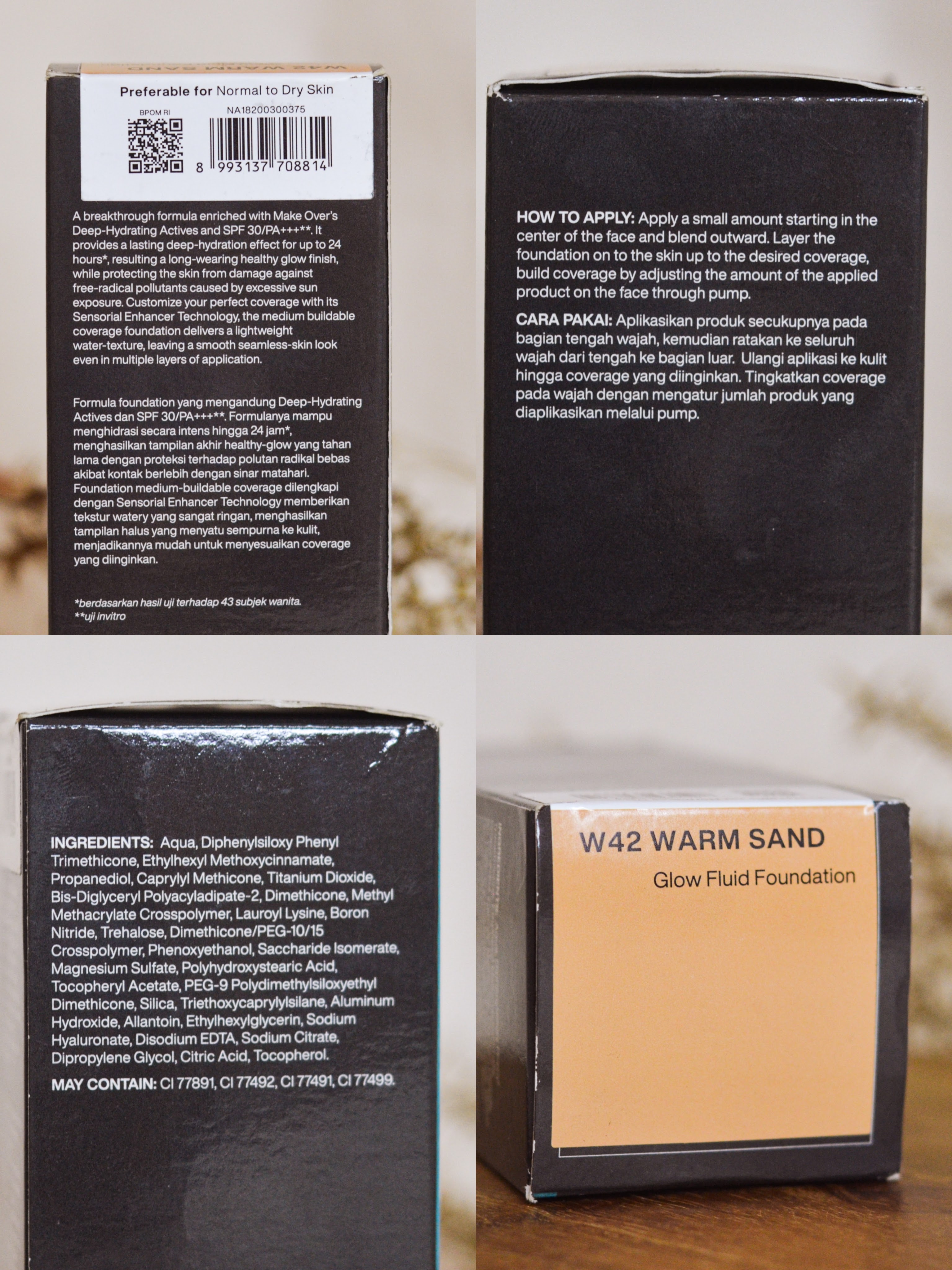 detail kemasan kotak Make Over Hydrastay Glow Fluid Foundation detail kemasan kotak Make Over Hydrastay Glow Fluid Foundation