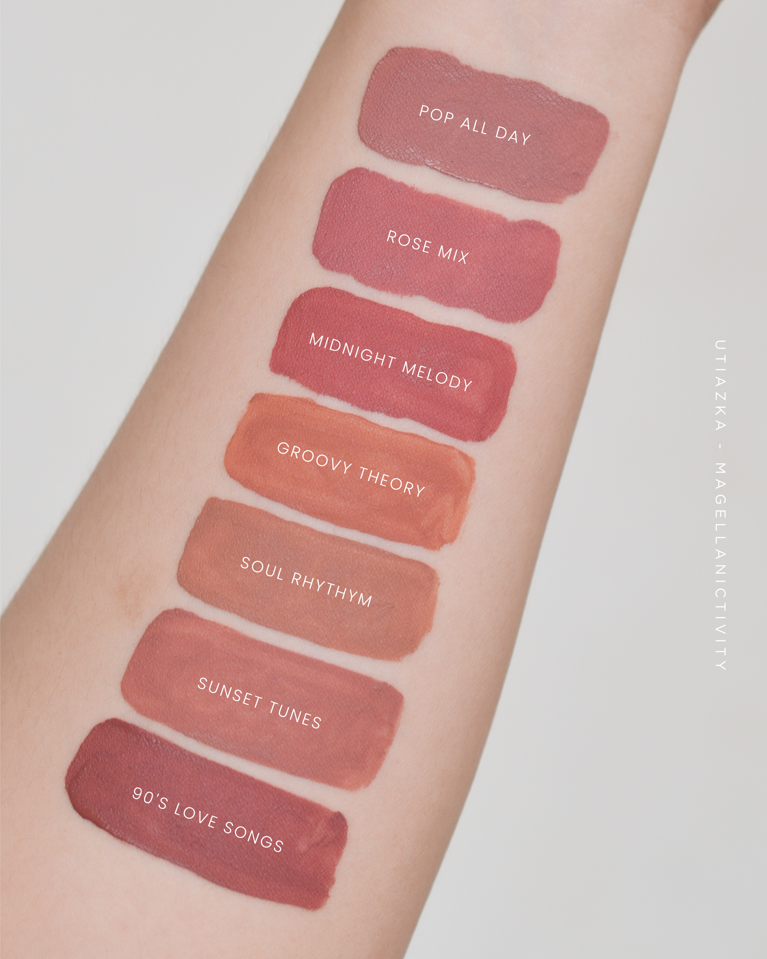hand swatch rose all day lip mousse records